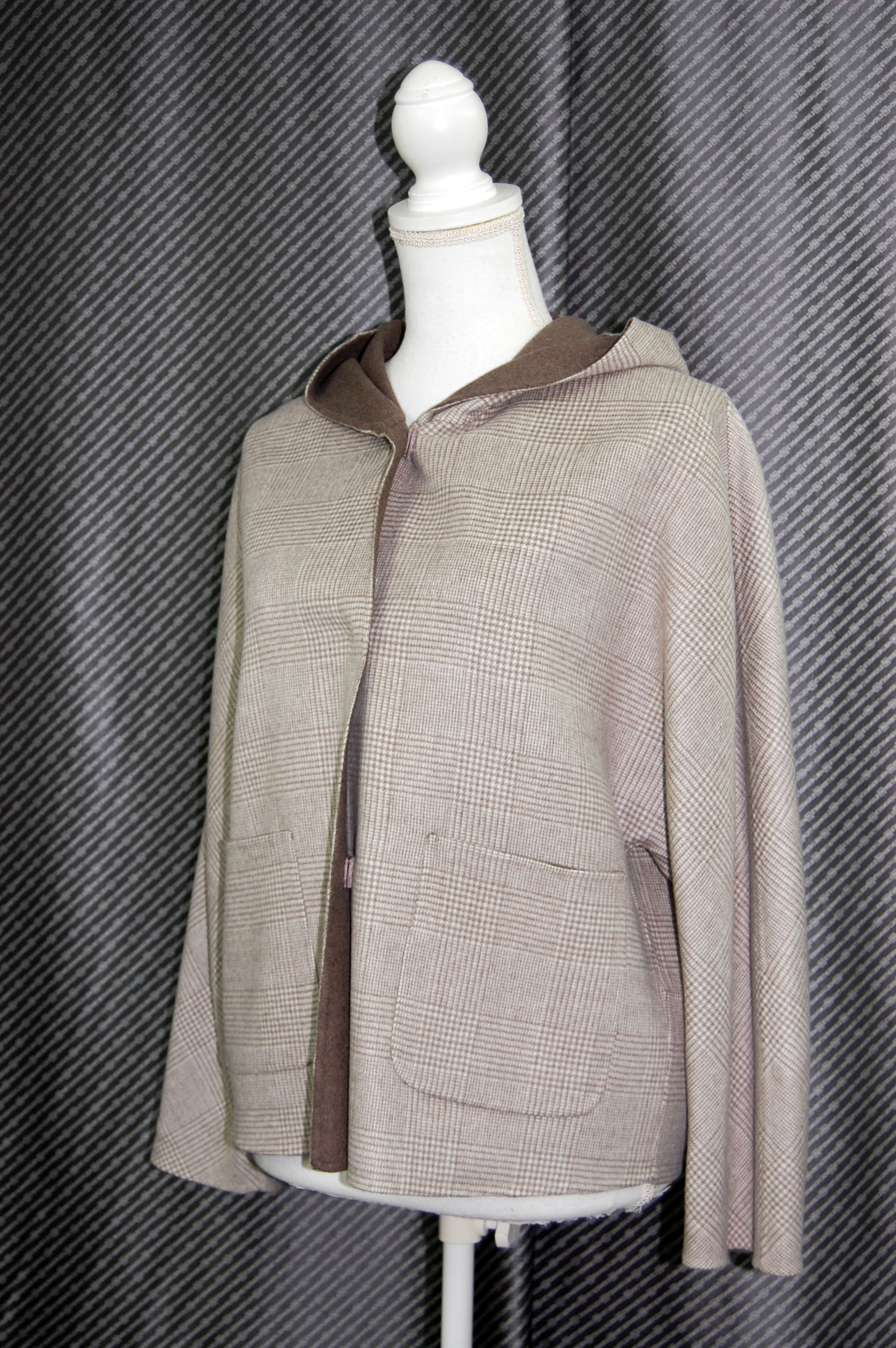 カシミヤ混ウール　ダブルフェイスフーディージャケットの画像