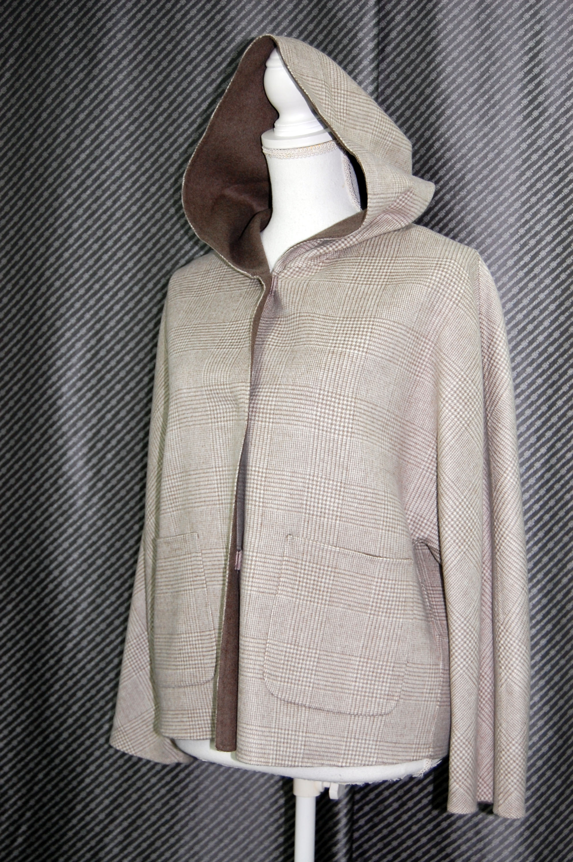 カシミヤ混ウール　ダブルフェイスフーディージャケットの画像