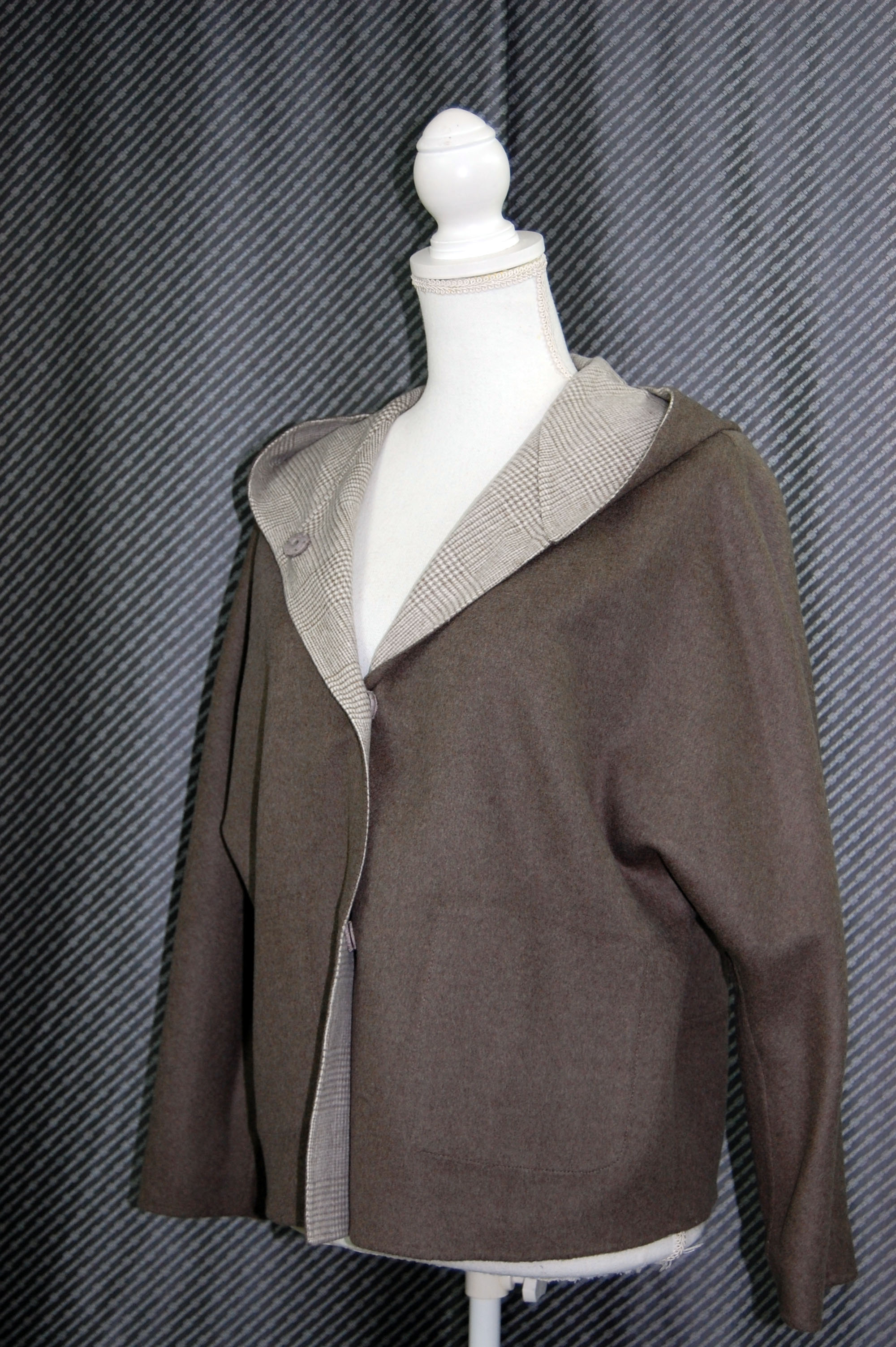 カシミヤ混ウール　ダブルフェイスフーディージャケットの画像