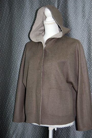 カシミヤ混ウール　ダブルフェイスフーディージャケットの画像