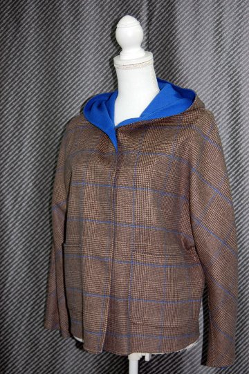 カシミヤ混ウール　ダブルフェイスフーディージャケットの画像