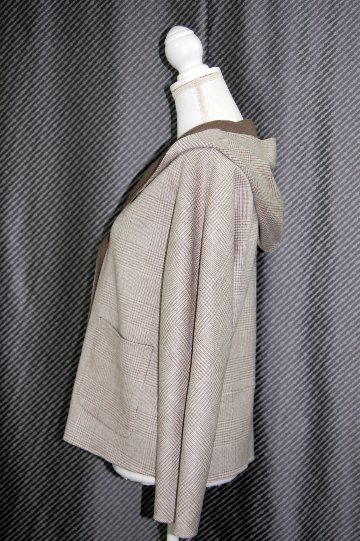 カシミヤ混ウール　ダブルフェイスフーディージャケットの画像