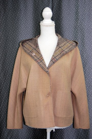 カシミヤ混ウール　ダブルフェイスフーディージャケットの画像