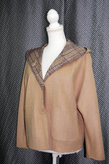 カシミヤ混ウール　ダブルフェイスフーディージャケットの画像