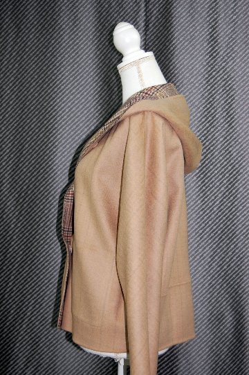 カシミヤ混ウール　ダブルフェイスフーディージャケットの画像