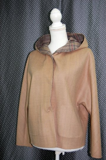 カシミヤ混ウール　ダブルフェイスフーディージャケットの画像