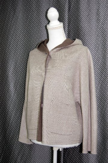 カシミヤ混ウール　ダブルフェイスフーディージャケットの画像