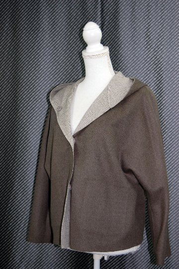 カシミヤ混ウール　ダブルフェイスフーディージャケットの画像