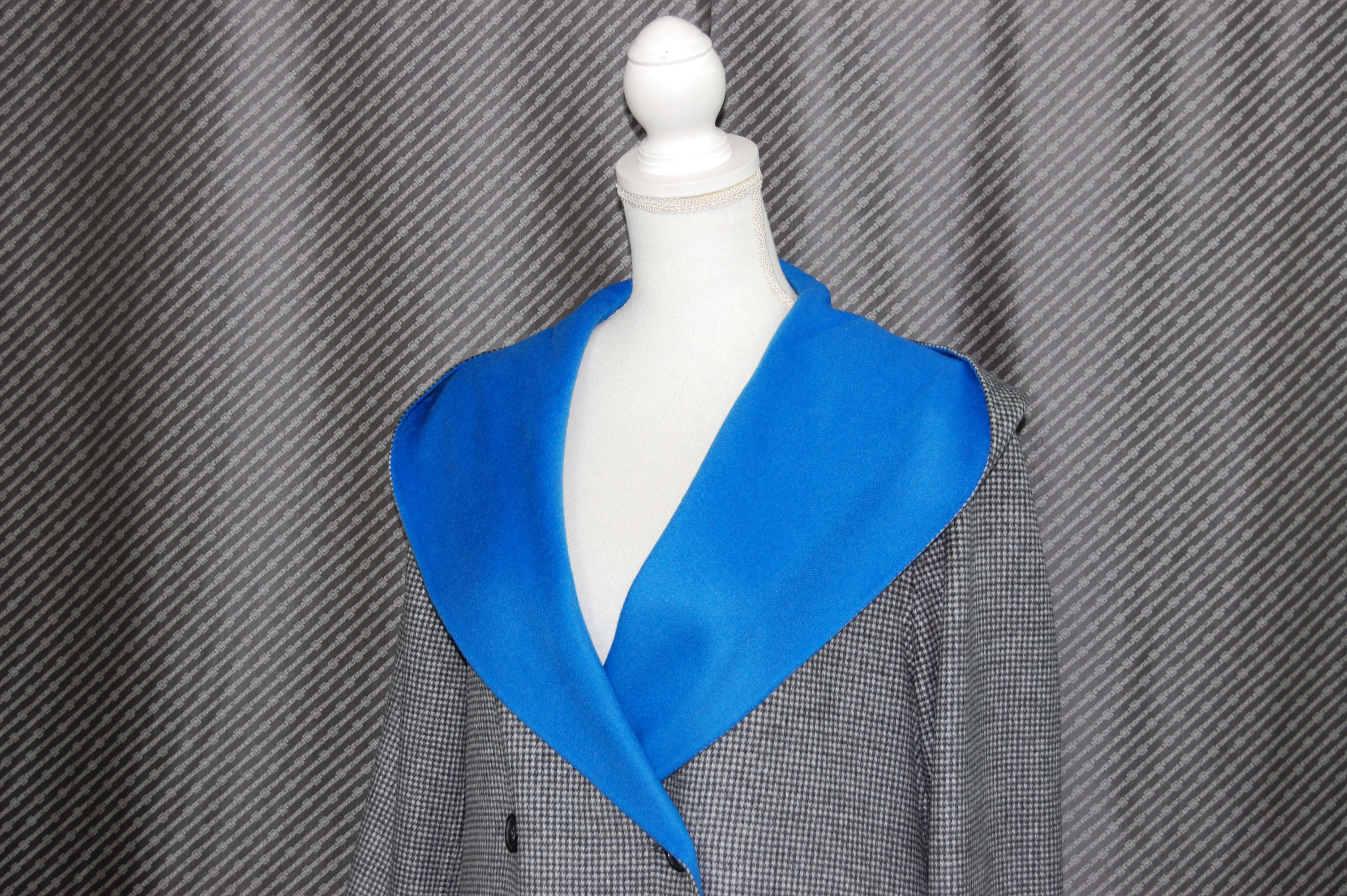 カシミヤ混ウール ダブルフェイスフーディーダブルブレストコート