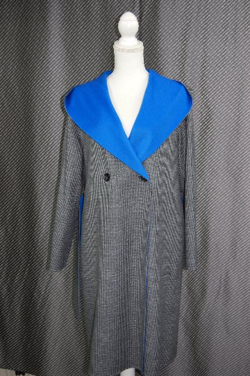 カシミヤ混ウール ダブルフェイスフーディーダブルブレストコート