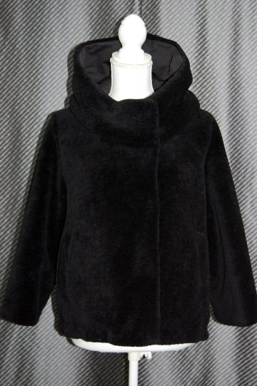 ラムウール　リバーシブルフーディー八分袖ジャケットの画像