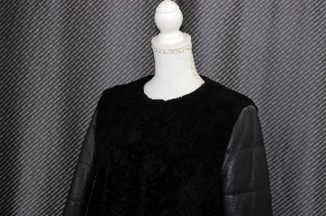 ムートン＆ラムレザー　ノーカラーコート　Foxカフスの画像