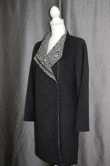 JEAN-LOUIS SCHERRER　カシミヤ混ウール　オフセットファスナーコートの画像