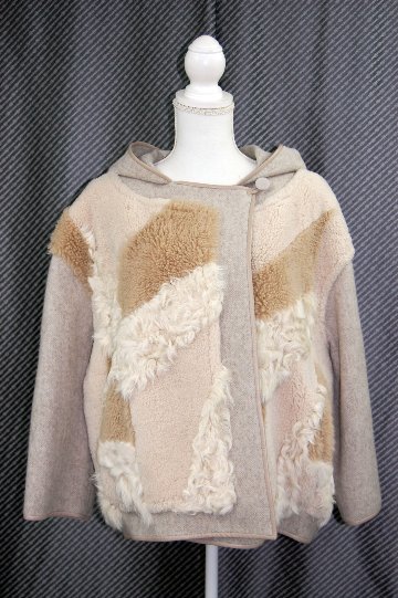 ラムダブルフェイス＆ウール/アルパカ　切り替えフーディージャケット　の画像