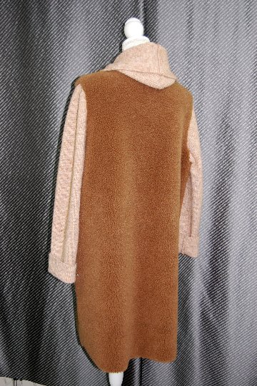 ラムウール＆ニット　切り替えフーディーコートの画像