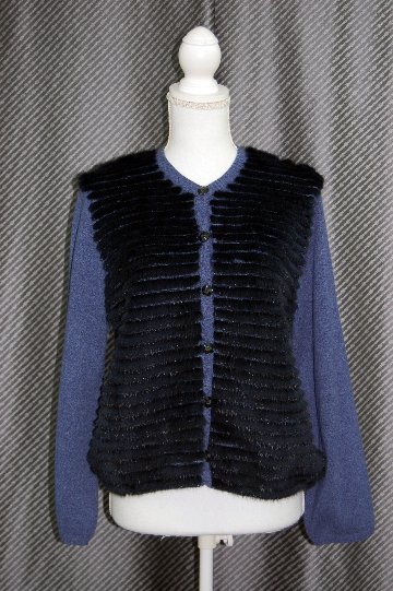 カシミヤニット＆ミンク　リバーシブルカーディガンの画像