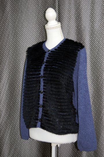 カシミヤニット＆ミンク　リバーシブルカーディガンの画像