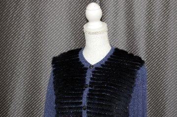 カシミヤニット＆ミンク　リバーシブルカーディガンの画像