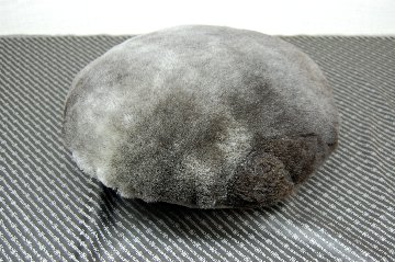 ナチュラルスポット刈毛ムートン　円形クッションの画像