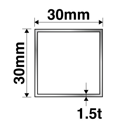 【溶接完成品】1.5t×30mm角 生地アルミ枠 1500×450mm 中枠付きの画像