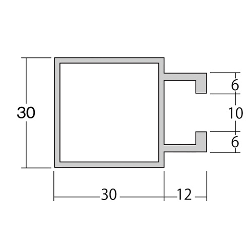 リブ付き角パイプ ALユニット30 4mの画像