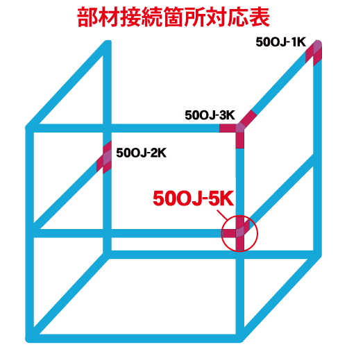 50OJ-5K 50mm角用アルミコネクター　生地タイプ画像