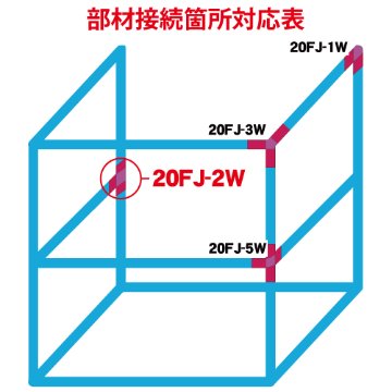 20FJ-2W 20mm角用アルミコネクター(ホワイト)画像