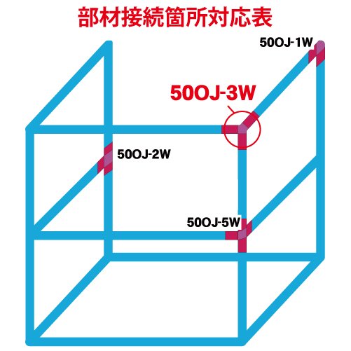 50OJ-3W 50mm角用アルミコネクター(ホワイト)の画像