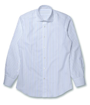 【Organic Cotton】【THOMAS MASON】【Easy Care】サックス ドビー ストライプ ドレスシャツの画像