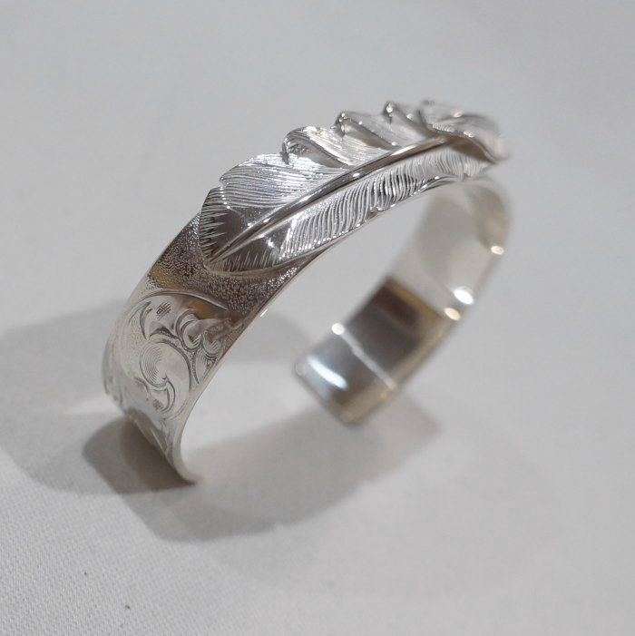 FN-JB-025-FEATHER BANGLE-FNJB025-FLATHEAD-フラットヘッド-シルバー-ブレスの画像