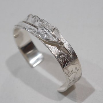 FN-JB-025-FEATHER BANGLE-FNJB025-FLATHEAD-フラットヘッド-シルバー-ブレスの画像