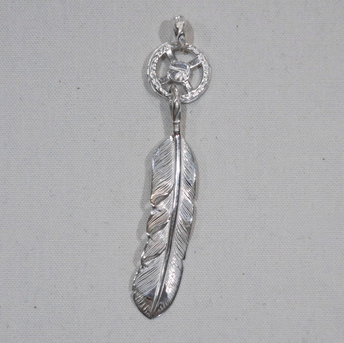 FN-JP-303-PENDANT-WHEEL＆FEATHER L-FNJP303-FLATHEAD-フラットヘッドシルバーペンダントトップの画像