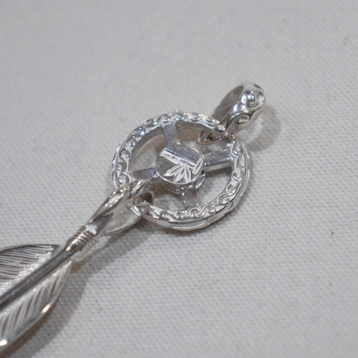 FN-JP-303-PENDANT-WHEEL＆FEATHER L-FNJP303-FLATHEAD-フラットヘッドシルバーペンダントトップの画像