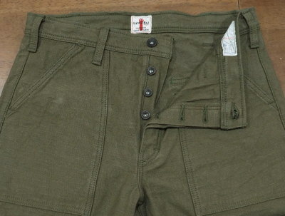 SJ52BP-OLV-ヘビィーバックサテンベイカーパンツ-SAMURAIJEANS-サムライジーンズの画像