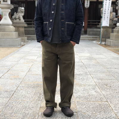 SJ52BP-OLV-ヘビィーバックサテンベイカーパンツ-SAMURAIJEANS-サムライジーンズの画像