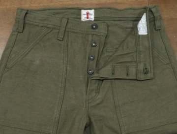 SJ52BP-OLV-ヘビィーバックサテンベイカーパンツ-SAMURAIJEANS-サムライジーンズの画像
