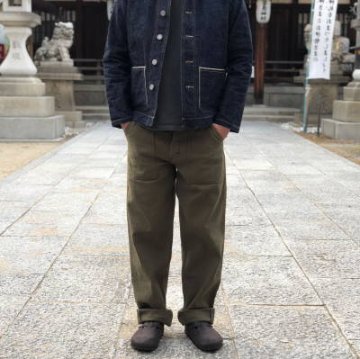 SJ52BP-OLV-ヘビィーバックサテンベイカーパンツ-SAMURAIJEANS-サムライジーンズの画像