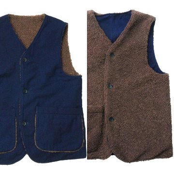 SJVT22-RV02-藍 リバーシブル藍染韋柄ベスト SJVT22RV02 SAMURAIJEANS サムライジーンズ サムライジーンズベストの画像
