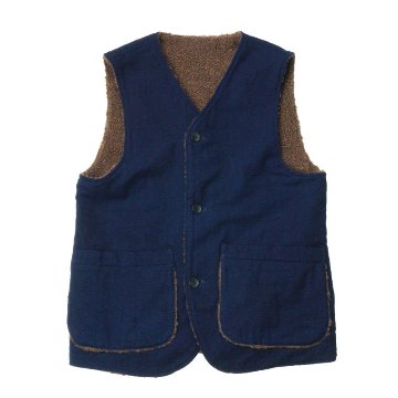 SJVT22-RV02-藍 リバーシブル藍染韋柄ベスト SJVT22RV02 SAMURAIJEANS サムライジーンズ サムライジーンズベストの画像
