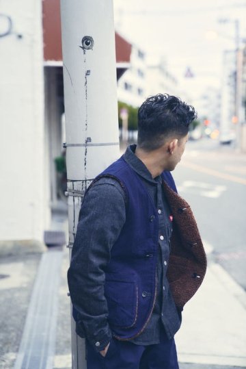 SJVT22-RV02-藍 リバーシブル藍染韋柄ベスト SJVT22RV02 SAMURAIJEANS サムライジーンズ サムライジーンズベストの画像