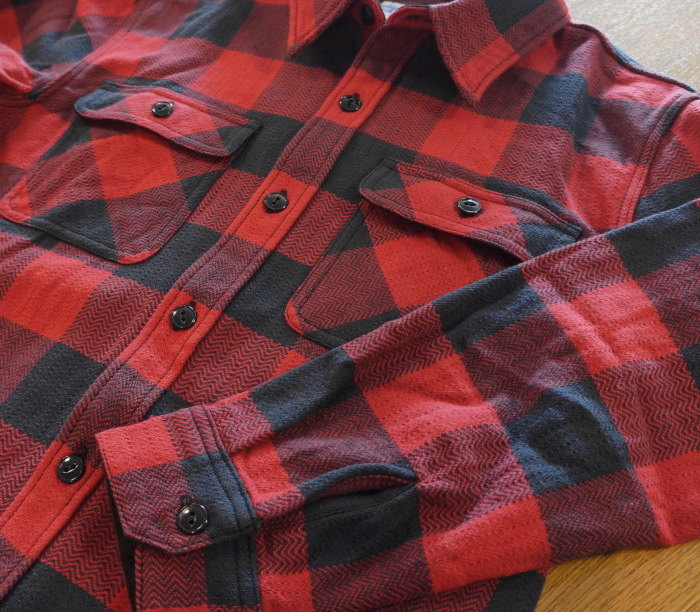FN-SNR-101L-RDxLBK-ブロックチェックネルシャツ101L-FNSNR101L-FLATHEAD-フラットヘッドシャツ-BLOCK CHECK NEL SHIRT-ワークの画像