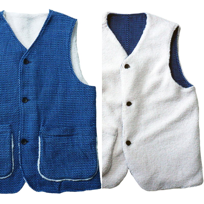 SJVT22-RV01-藍 リバーシブル藍染太オックスベスト SJVT22RV01 SAMURAIJEANS サムライジーンズ サムライジーンズベストの画像
