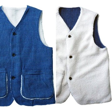 SJVT22-RV01-藍 リバーシブル藍染太オックスベスト SJVT22RV01 SAMURAIJEANS サムライジーンズ サムライジーンズベストの画像