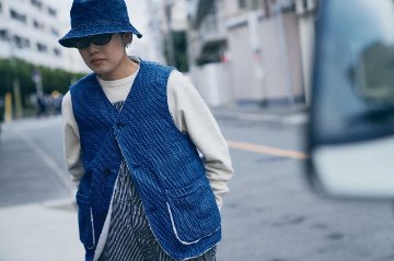 SJVT22-RV01-藍 リバーシブル藍染太オックスベスト SJVT22RV01 SAMURAIJEANS サムライジーンズ サムライジーンズベストの画像