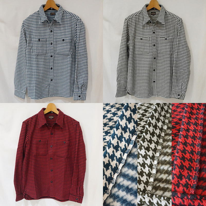 FN-SNR-010L 千鳥格子フランネルシャツ010L FNSNR010L FLATHEAD フラットヘッドシャツ HOUNDS TOOTH FLANNEL SHIRTの画像