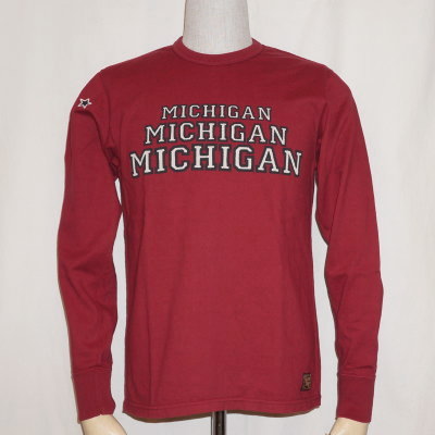 6102-ダークレッド-MICHIGAN-DELUXEWARE-デラックスウエア長袖Tシャツ-ロンTの画像