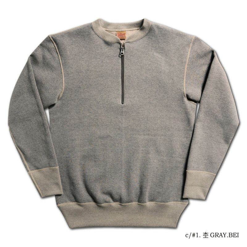 S105-00-MGRYBE-7inch HALF-ZIP PLAIN-S10500-DELUXEWARE-デラックスウエアスウェット・スエット-HALF ZIP SWEATER-ハーフジップの画像