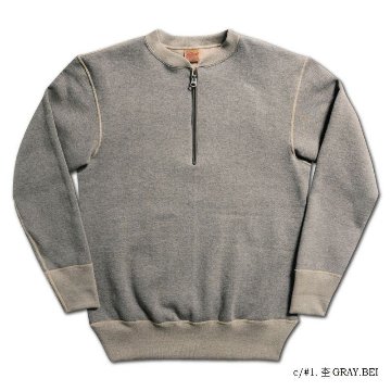 S105-00-MGRYBE-7inch HALF-ZIP PLAIN-S10500-DELUXEWARE-デラックスウエアスウェット・スエット-HALF ZIP SWEATER-ハーフジップの画像