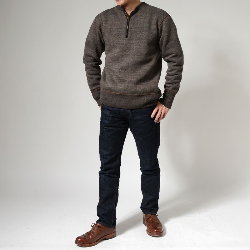 S105-00-BKMKK-7inch HALF-ZIP PLAIN-S10500-DELUXEWARE-デラックスウエアスウェット・デラックスウエアスエットの画像
