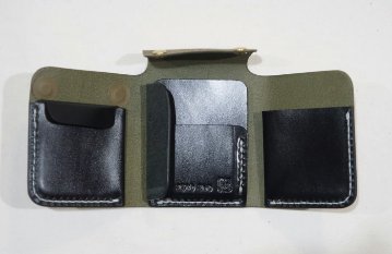 CW-ADV-2ND-OLVxBK-25周年記念2ND別注CWミニウォレット-CWADV2ND-黒羽（CROW：クロウ)-黒羽ビルホルダー-カードケース-コインケースの画像